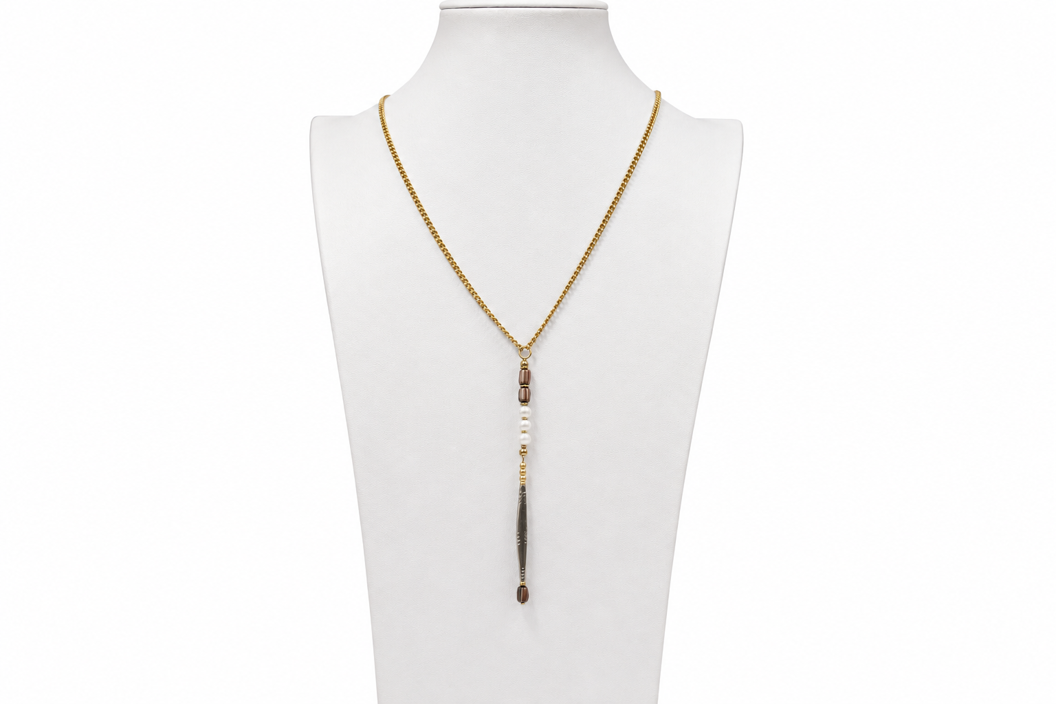 Metal and Pearl – long necklace