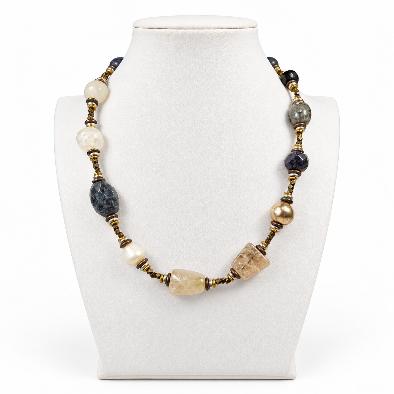 Metal and Pearl – semi precious stones